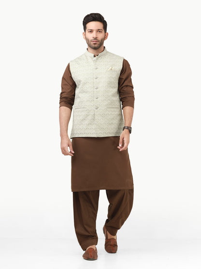 Edenrobe - Men's Light Green Waist Coat Ceremonial - EMTWCC22-129