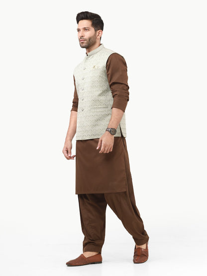 Edenrobe - Men's Light Green Waist Coat Ceremonial - EMTWCC22-129