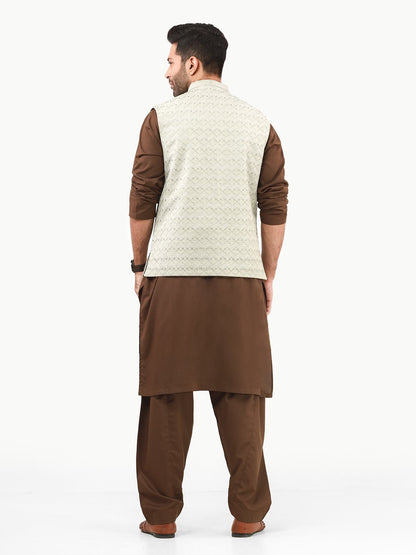 Edenrobe - Men's Light Green Waist Coat Ceremonial - EMTWCC22-129