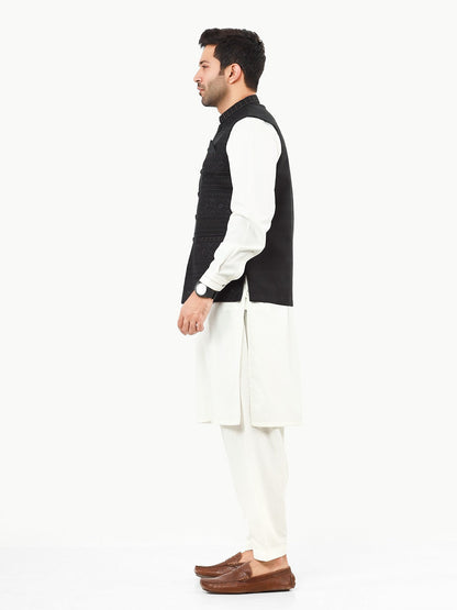 Edenrobe - Men's Black Waist Coat Ceremonial - EMTWCC22-134