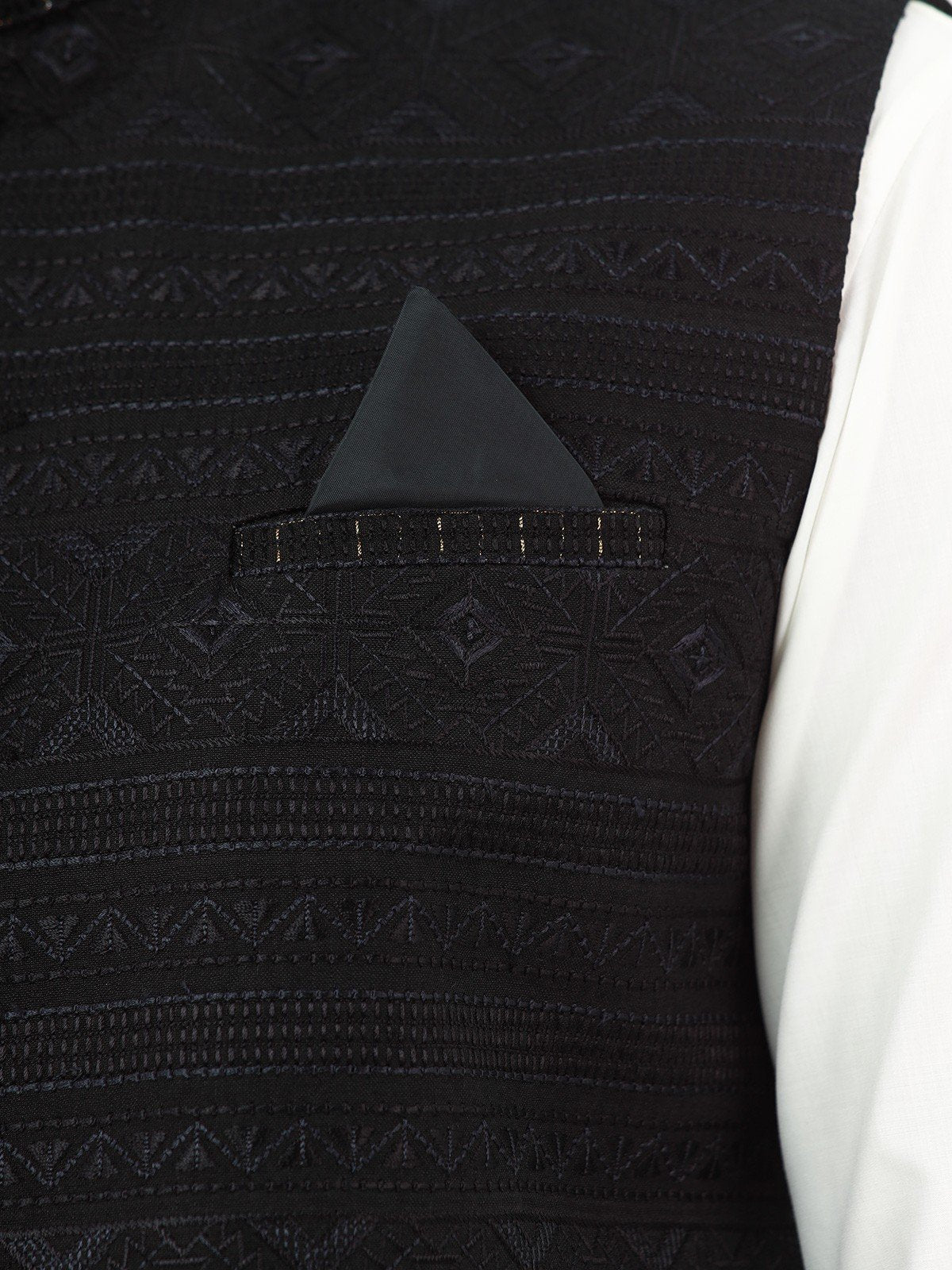 Edenrobe - Men's Black Waist Coat Ceremonial - EMTWCC22-134