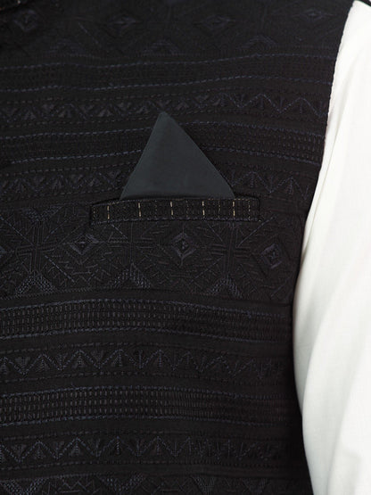 Edenrobe - Men's Black Waist Coat Ceremonial - EMTWCC22-134