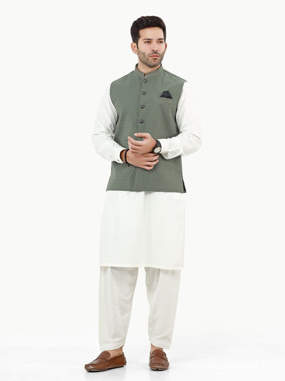 Edenrobe - Men's Green Waist Coat Ceremonial - EMTWCC22-140