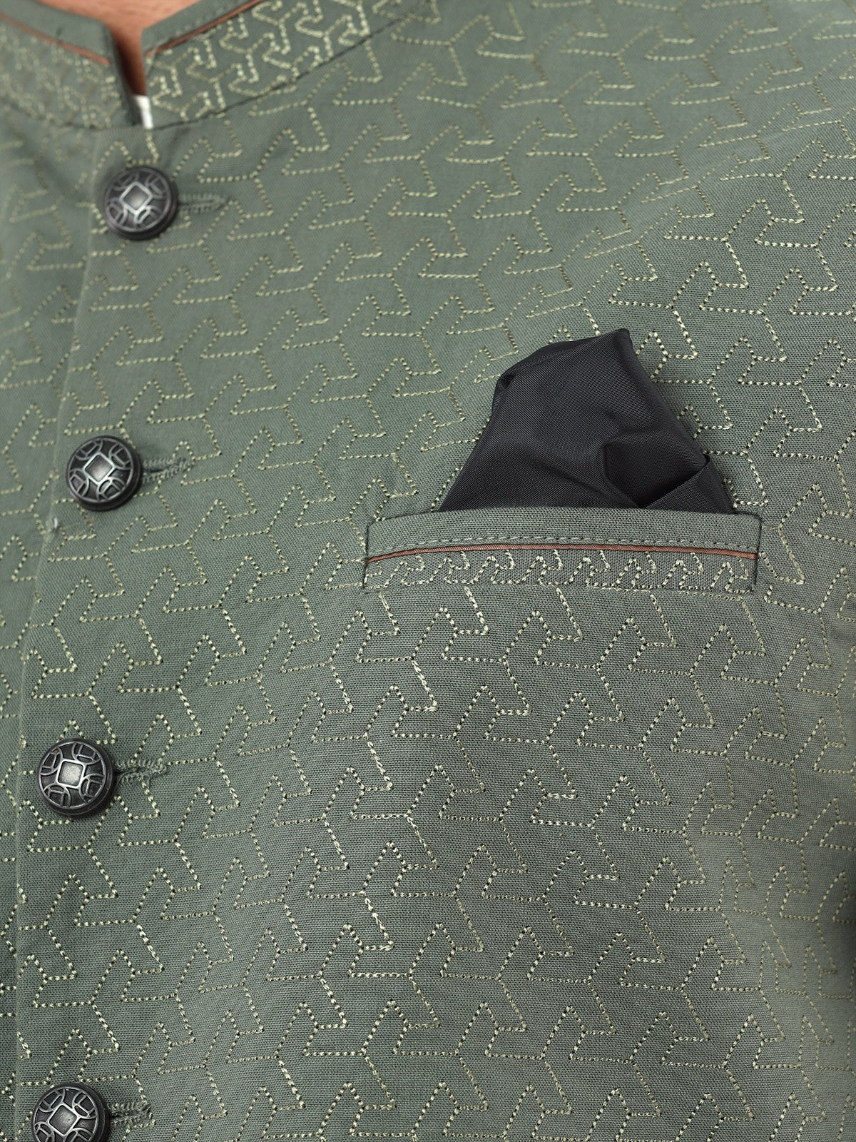 Edenrobe - Men's Green Waist Coat Ceremonial - EMTWCC22-140