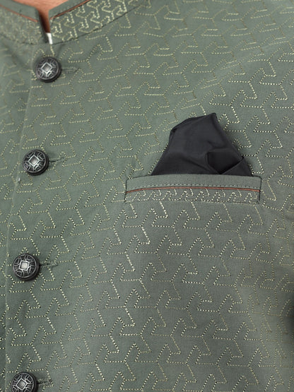 Edenrobe - Men's Green Waist Coat Ceremonial - EMTWCC22-140