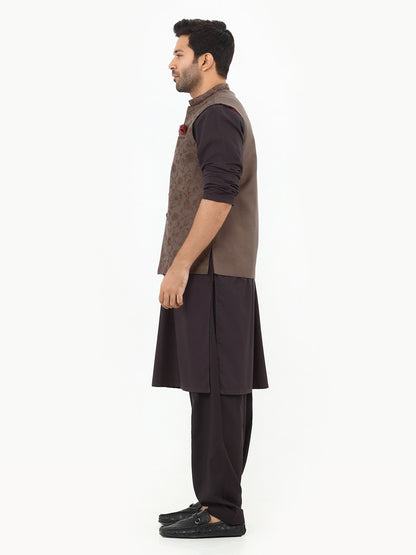 Edenrobe - Men's Brown Waist Coat Ceremonial - EMTWCC22-150