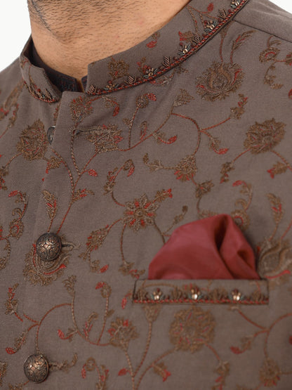 Edenrobe - Men's Brown Waist Coat Ceremonial - EMTWCC22-150