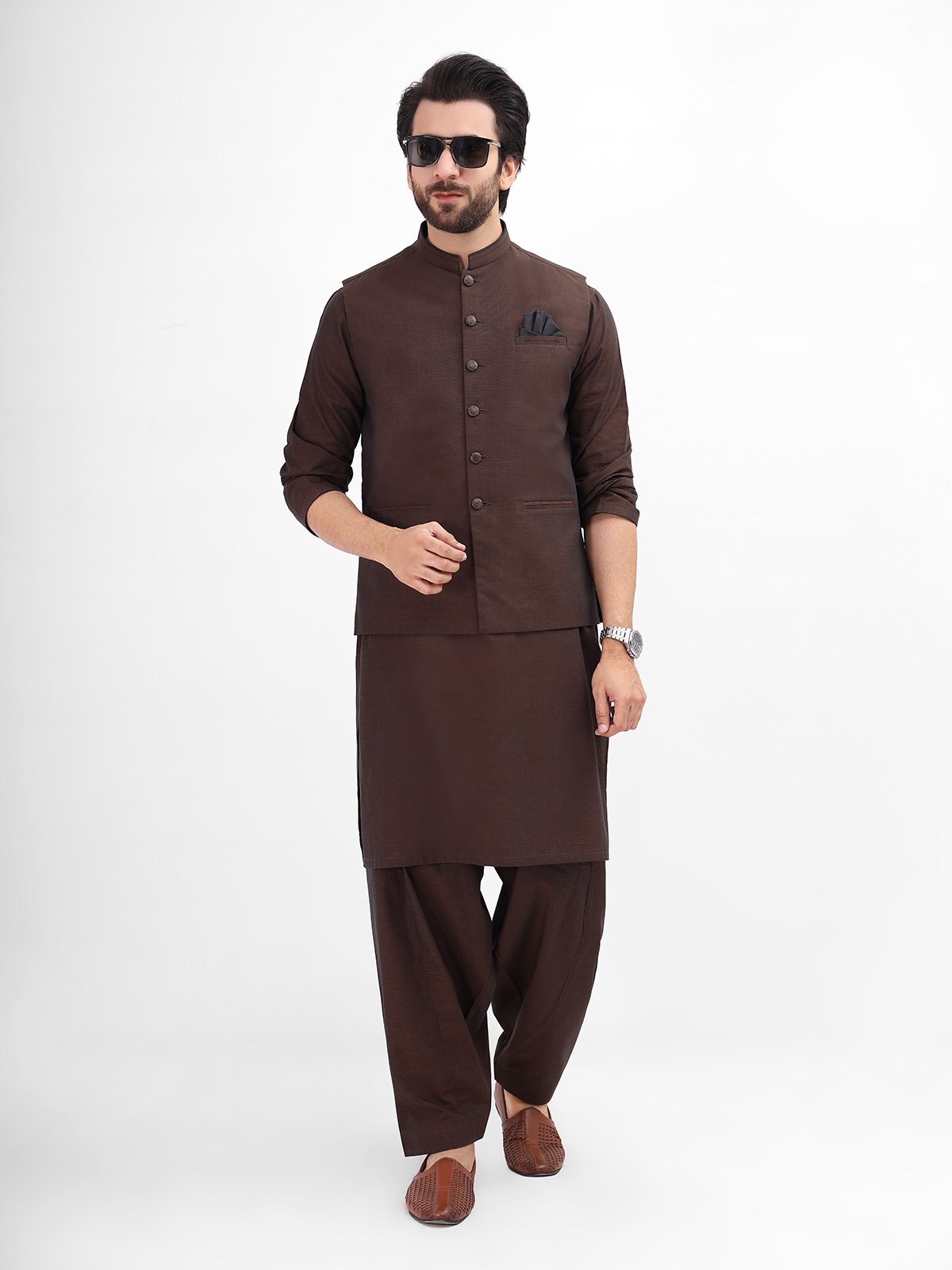 Edenrobe - Men's Brown Waist Coat Suit - EMTWCS21-010