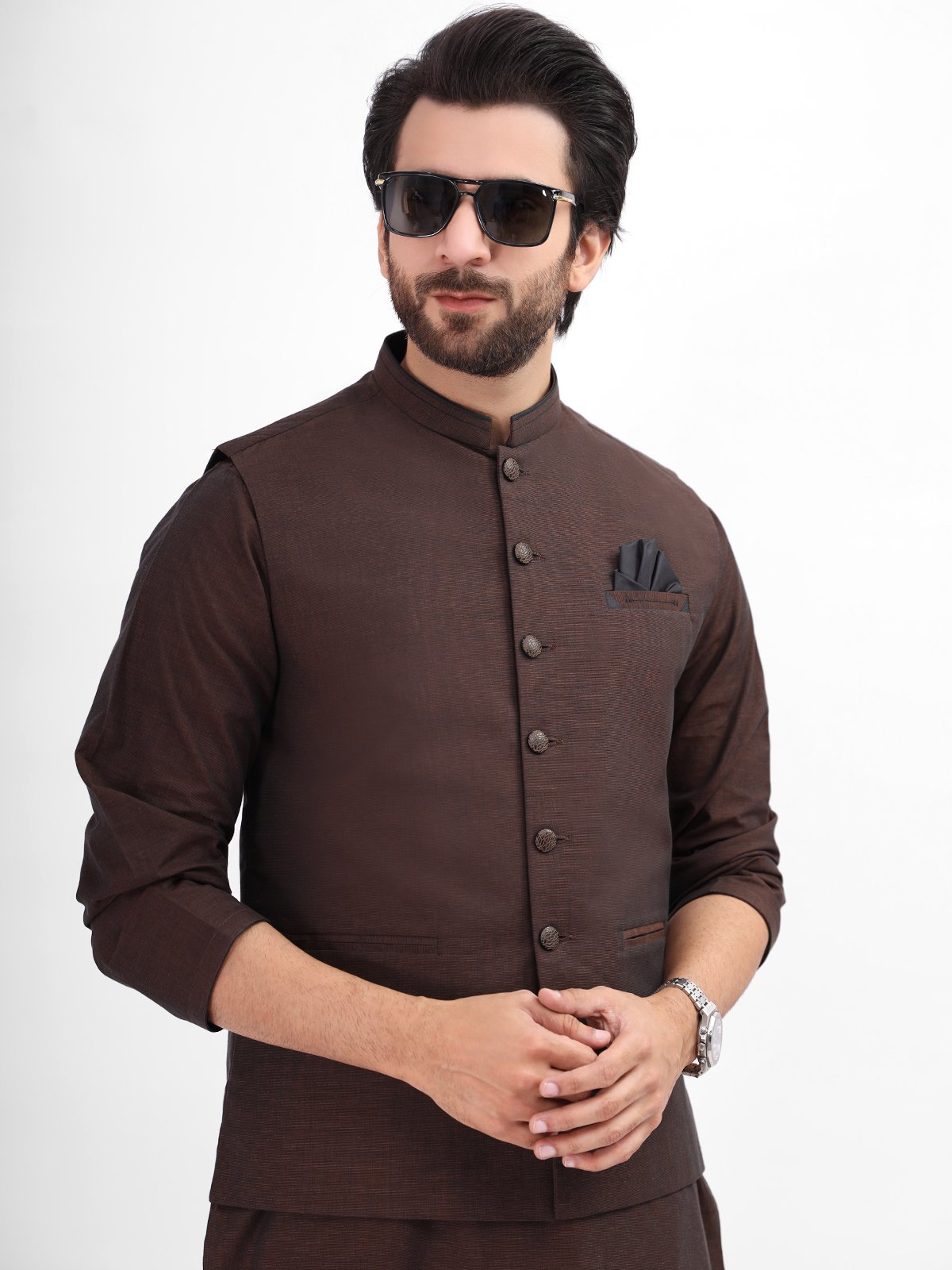 Edenrobe - Men's Brown Waist Coat Suit - EMTWCS21-010