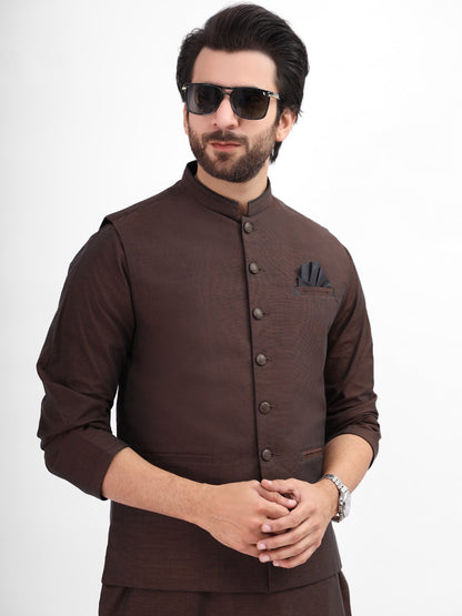 Edenrobe - Men's Brown Waist Coat Suit - EMTWCS21-010