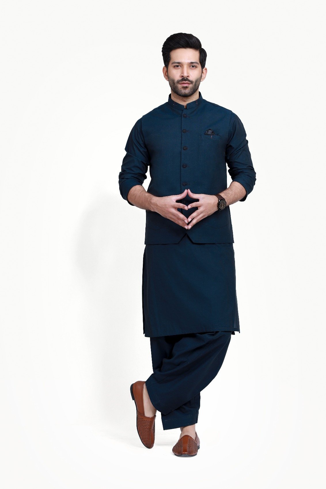 Edenrobe - Men's Navy Waist Coat Suit - EMTWCS21-013