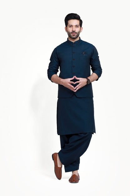 Edenrobe - Men's Navy Waist Coat Suit - EMTWCS21-013