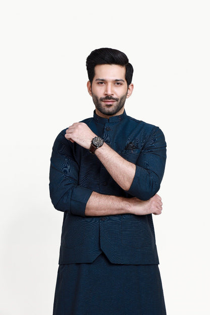 Edenrobe - Men's Navy Waist Coat Suit - EMTWCS21-013