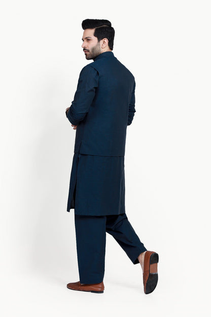 Edenrobe - Men's Navy Waist Coat Suit - EMTWCS21-013