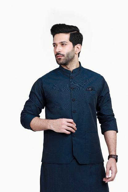 Edenrobe - Men's Navy Waist Coat Suit - EMTWCS21-013