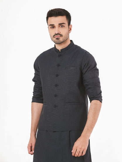 Edenrobe - Men's Charcoal Waist Coat Suit - EMTWCS21-014