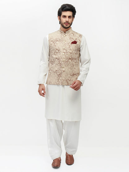 Edenrobe - Men's Beige Waist Coat - EMTWC22-35779