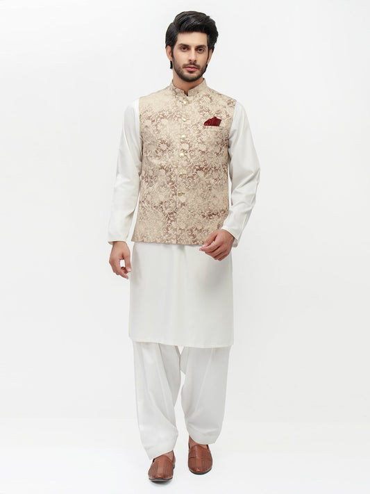 Edenrobe - Men's Beige Waist Coat - EMTWC22-35779