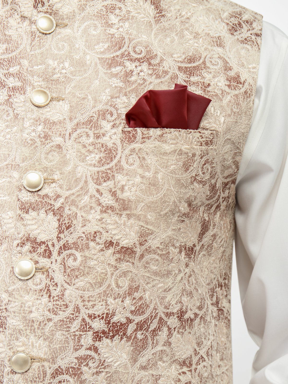 Edenrobe - Men's Beige Waist Coat - EMTWC22-35779