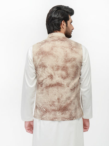 Edenrobe - Men's Beige Waist Coat - EMTWC22-35779