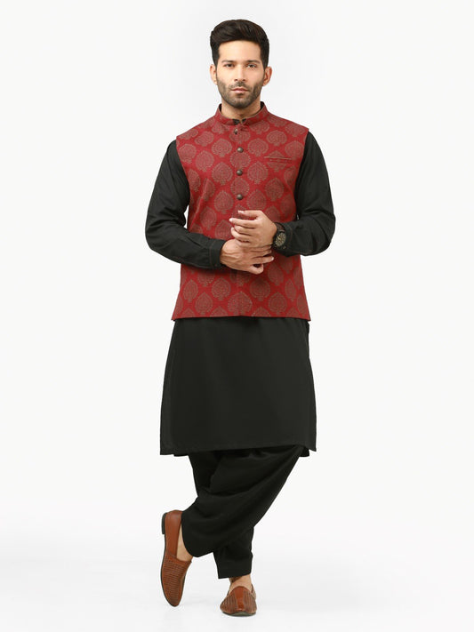 Edenrobe - Men's Burgundy Waist Coat - EMTWC22-35784