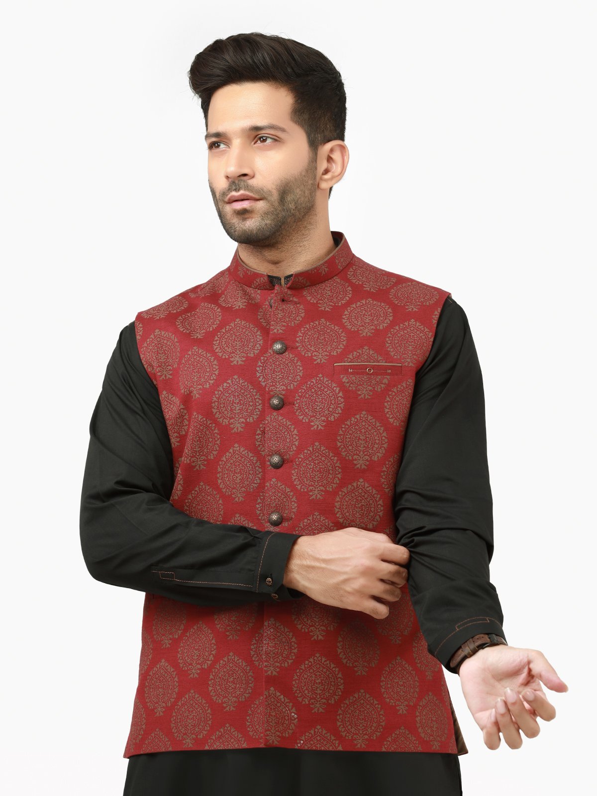 Edenrobe - Men's Burgundy Waist Coat - EMTWC22-35784