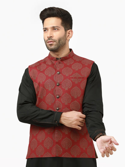 Edenrobe - Men's Burgundy Waist Coat - EMTWC22-35784