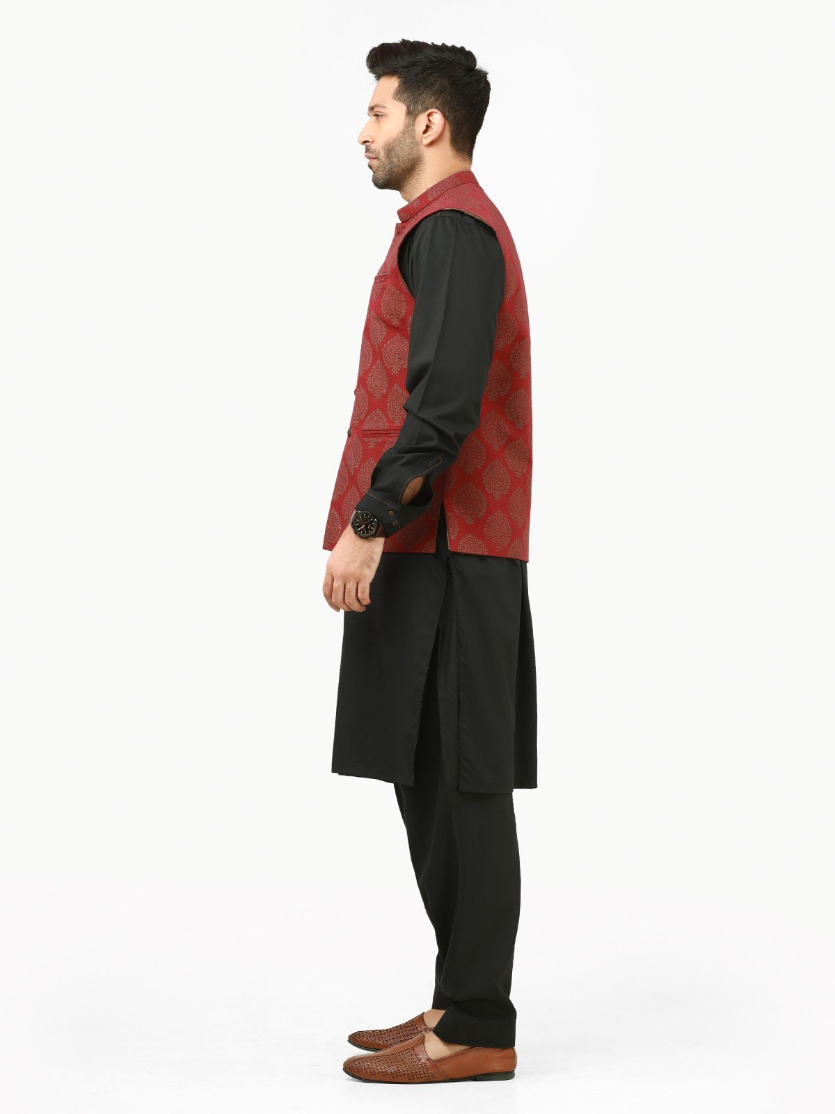 Edenrobe - Men's Burgundy Waist Coat - EMTWC22-35784