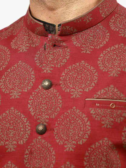 Edenrobe - Men's Burgundy Waist Coat - EMTWC22-35784