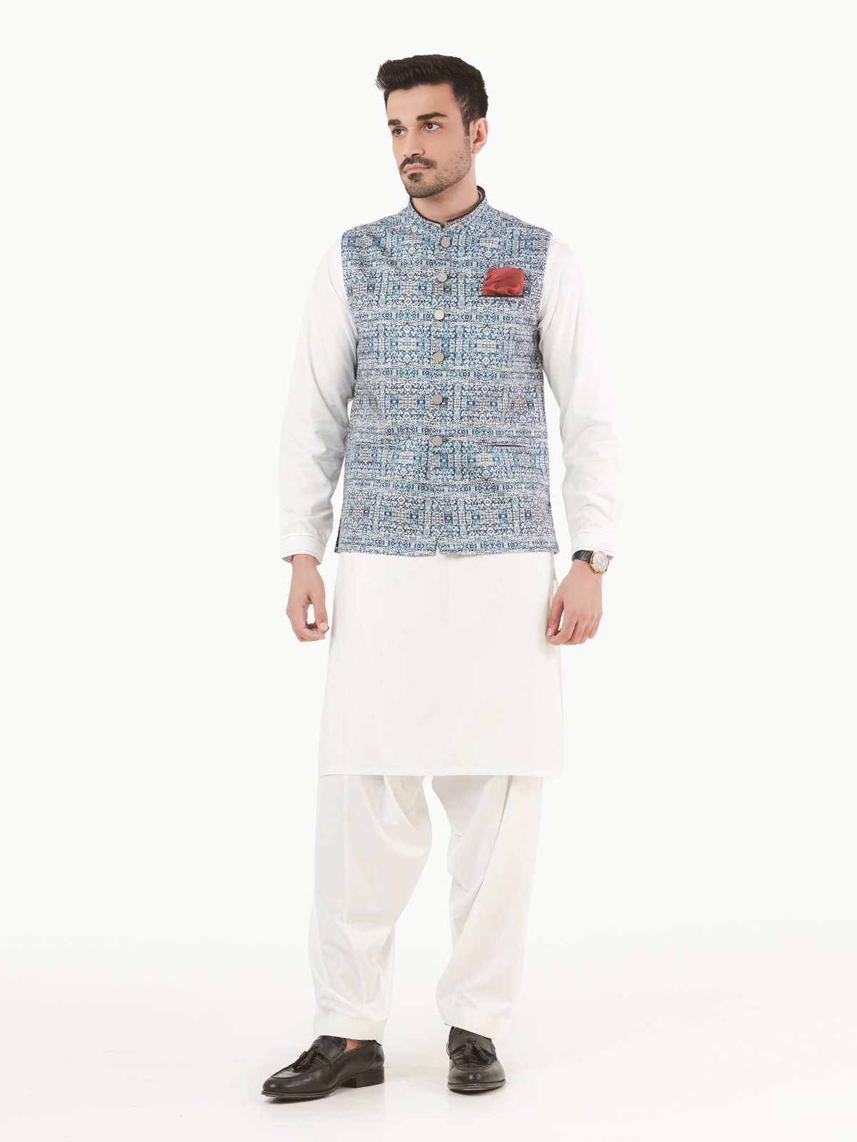 Edenrobe - Men's Blue Waist Coat - EMTWC22-35785