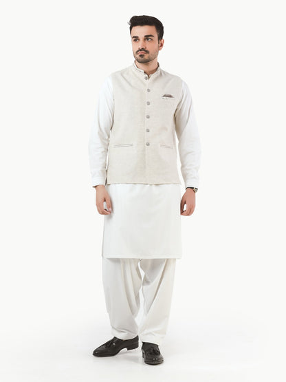 Edenrobe - Men's Cream Waist Coat - EMTWC22-35788