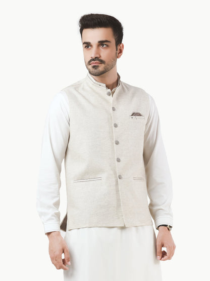 Edenrobe - Men's Cream Waist Coat - EMTWC22-35788