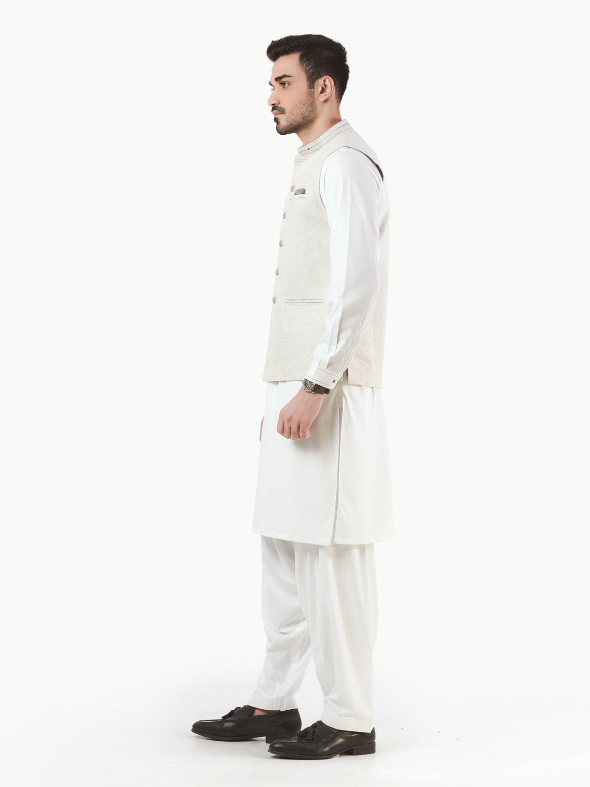 Edenrobe - Men's Cream Waist Coat - EMTWC22-35788