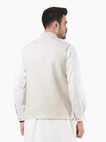 Edenrobe - Men's Cream Waist Coat - EMTWC22-35788