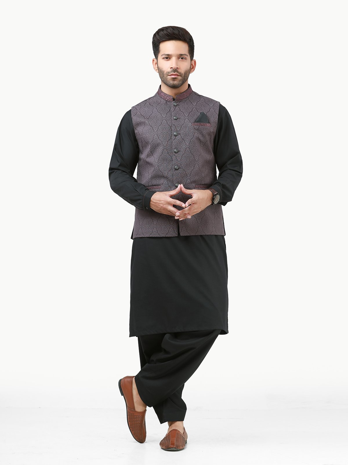 Edenrobe - Men's Dark Purple Waist Coat - EMTWC22-35789