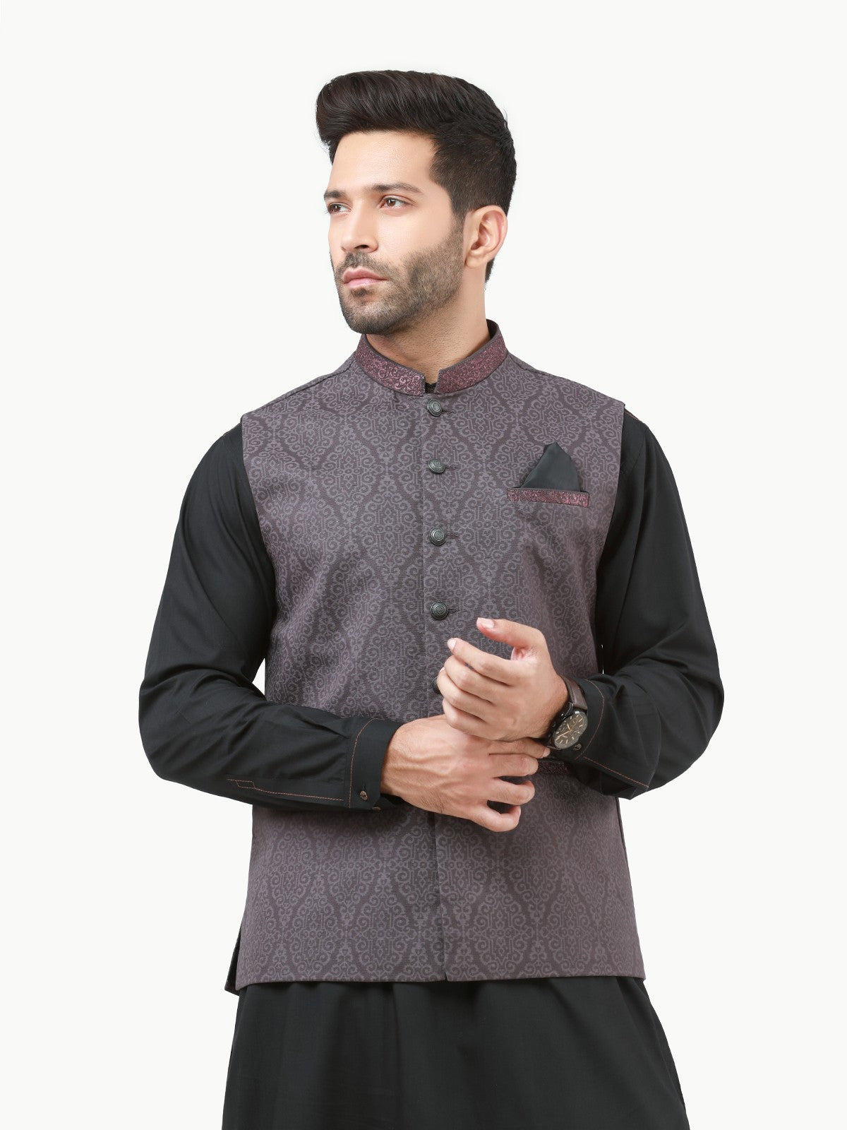 Edenrobe - Men's Dark Purple Waist Coat - EMTWC22-35789