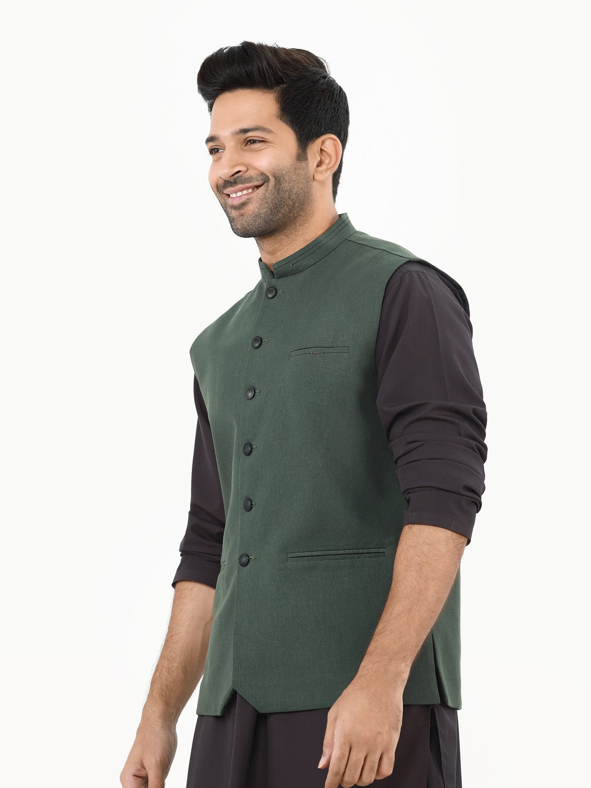 Edenrobe - Men's Bottle Green Waist Coat - EMTWC22-35790