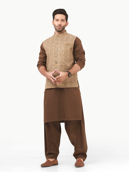 Edenrobe - Men's Beige Waist Coat - EMTWC22-35792