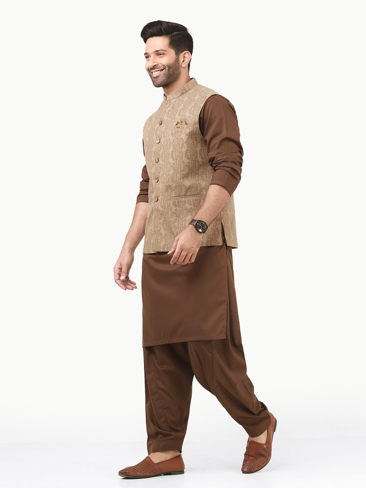 Edenrobe - Men's Beige Waist Coat - EMTWC22-35792