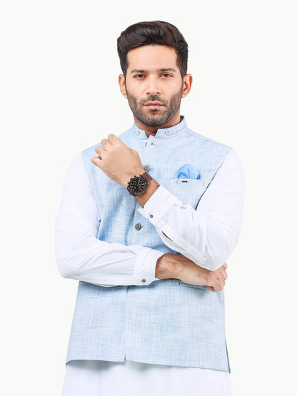 Edenrobe - Men's Sky Blue Waist Coat - EMTWC22-35794
