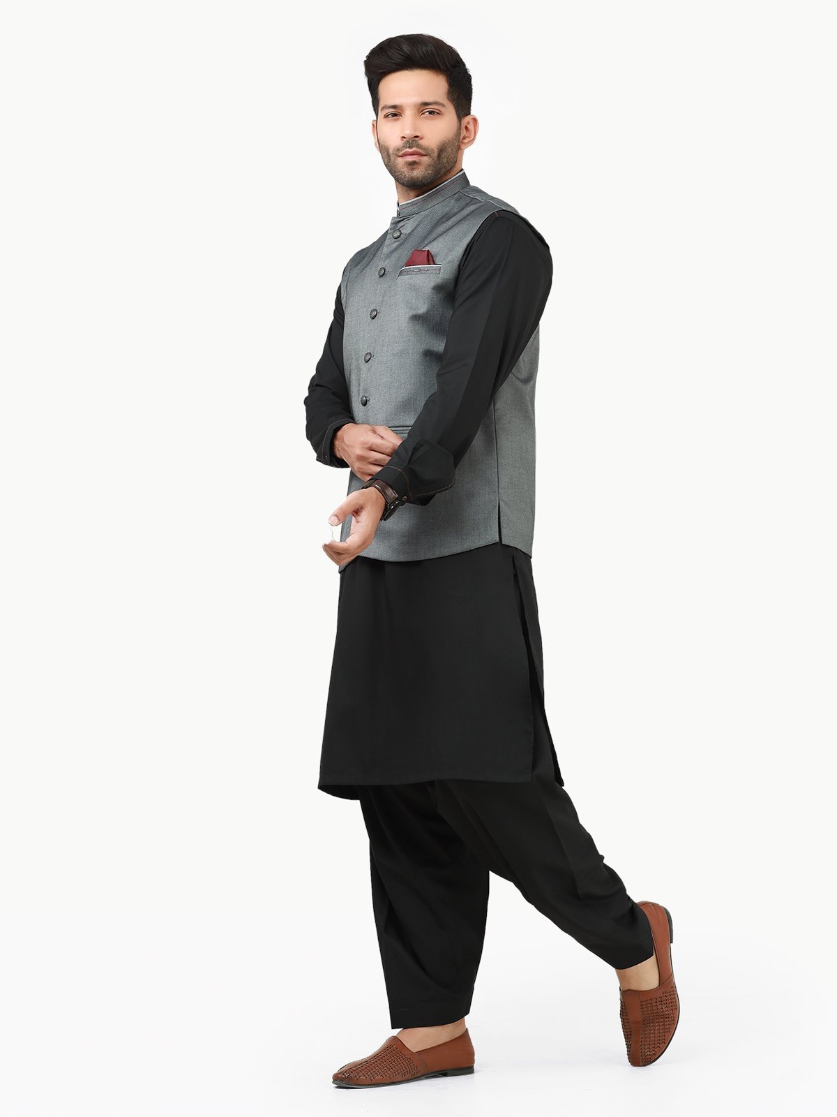 Edenrobe - Men's Grey Waist Coat - EMTWC22-35796