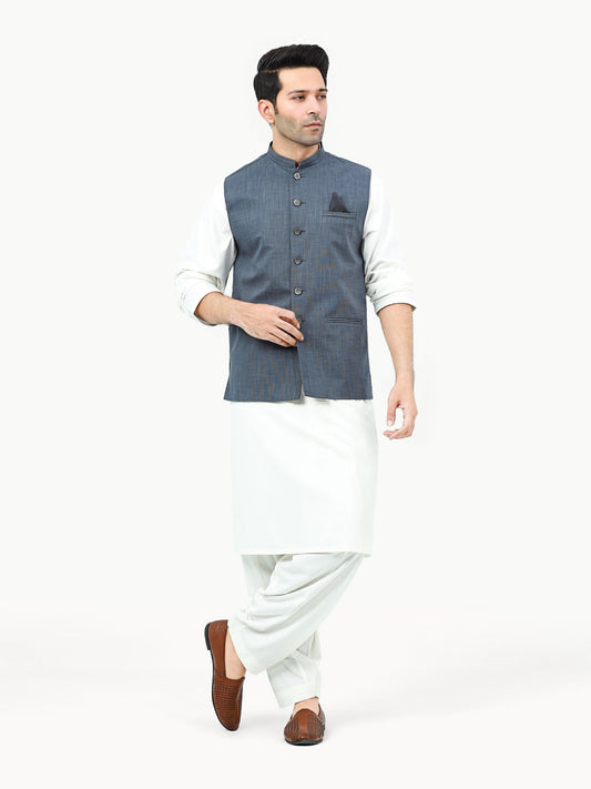 Edenrobe - Men's Steel Blue Waist Coat - EMTWC22-35797