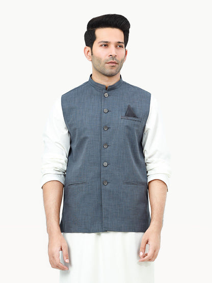 Edenrobe - Men's Steel Blue Waist Coat - EMTWC22-35797