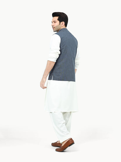 Edenrobe - Men's Steel Blue Waist Coat - EMTWC22-35797