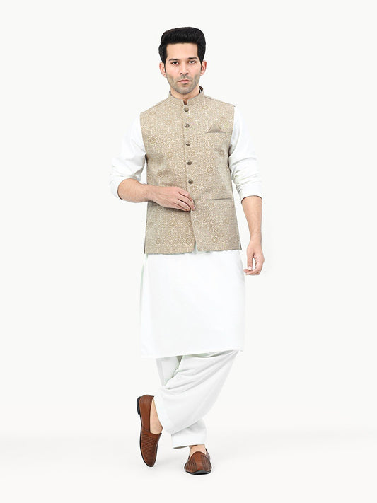 Edenrobe - Men's Beige Waist Coat - EMTWC22-35799