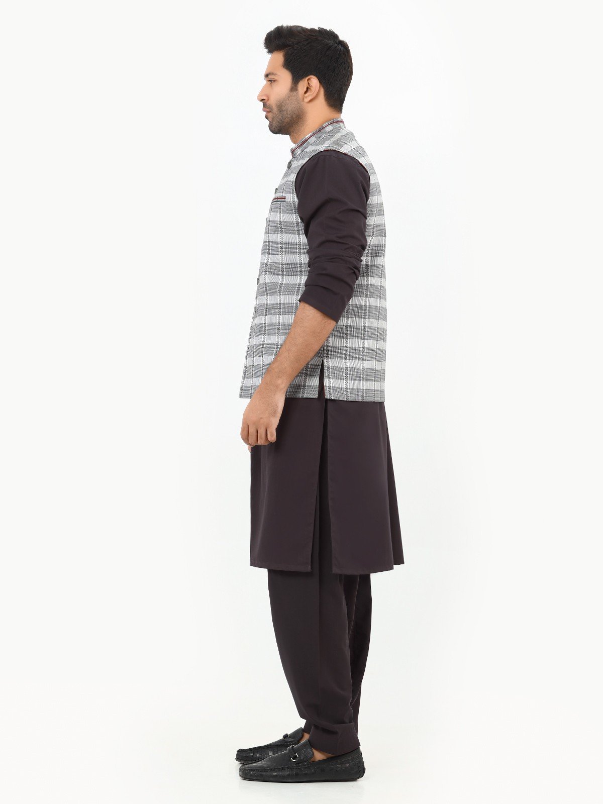 Edenrobe - Men's Black & White Waist Coat - EMTWC22-35803