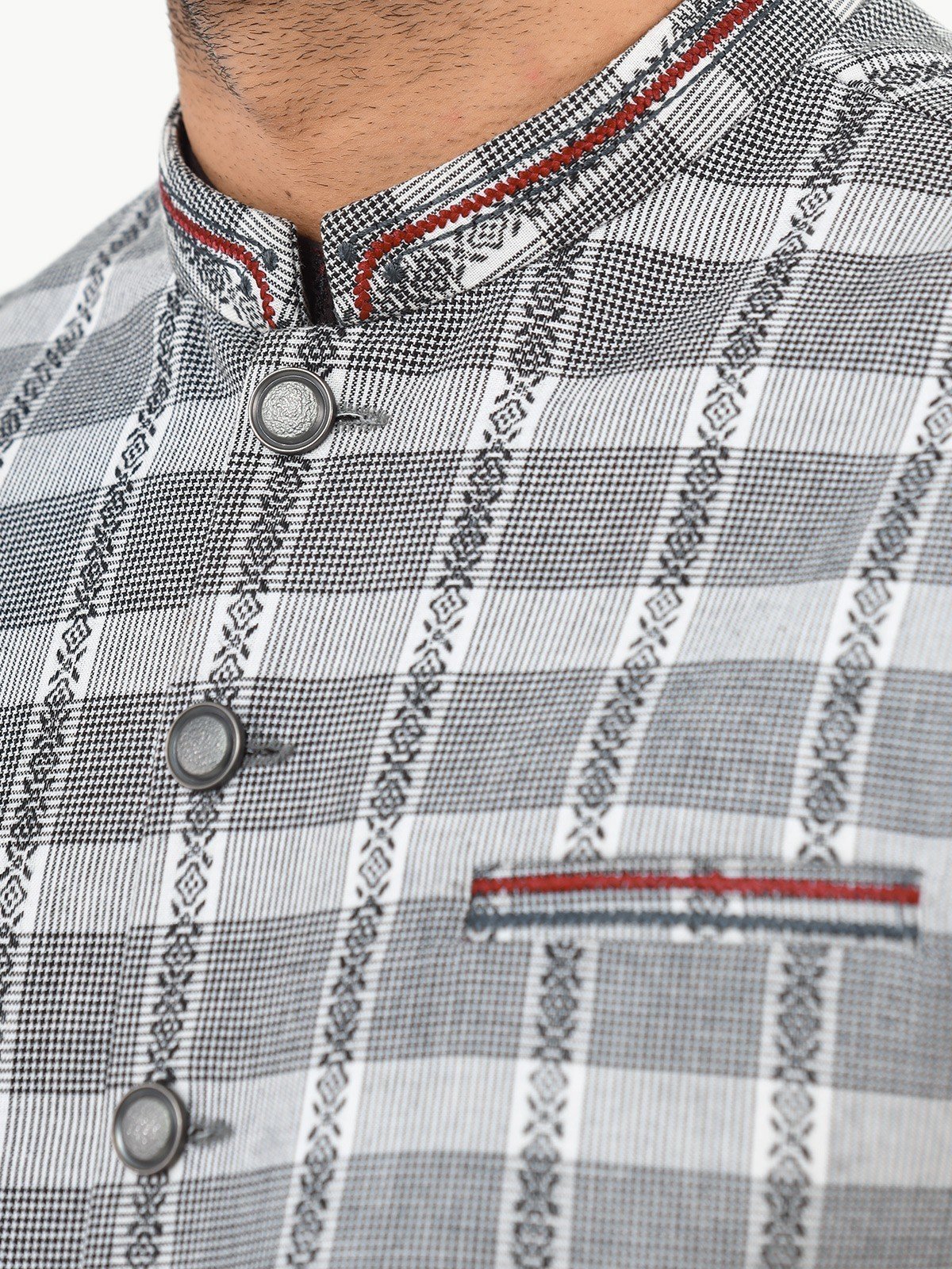 Edenrobe - Men's Black & White Waist Coat - EMTWC22-35803