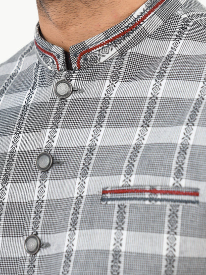 Edenrobe - Men's Black & White Waist Coat - EMTWC22-35803