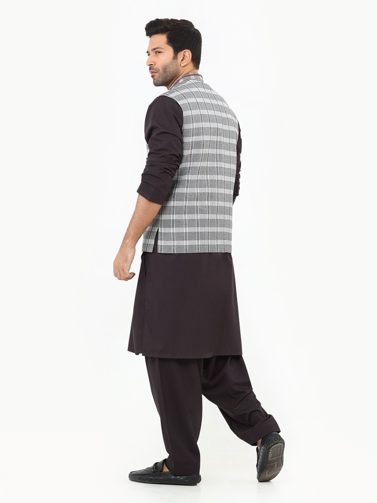 Edenrobe - Men's Black & White Waist Coat - EMTWC22-35803