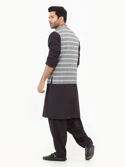 Edenrobe - Men's Black & White Waist Coat - EMTWC22-35803